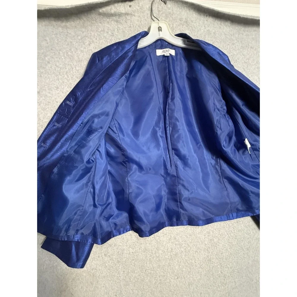 Le Suit Skirt Suit Womens 16 Blue 2 Piece Jacket Skirt Lined Career Workwear